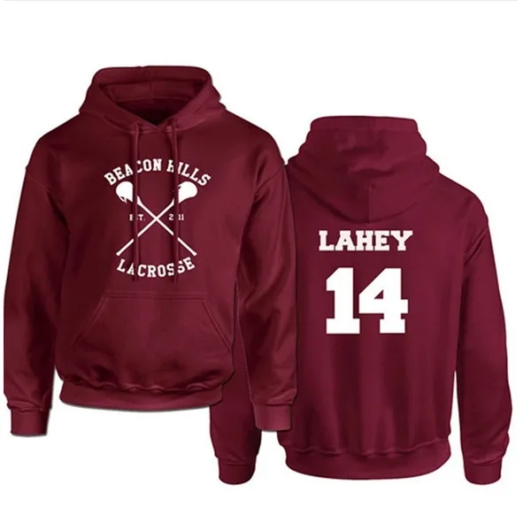 TeenWolf Hoodies 남자 스웨터 Stilinski 24 Lahey 14 McCall 11 인쇄 레드 까마귀 풀오버 가을 남성 호드 하라주쿠 캐주얼 C1117