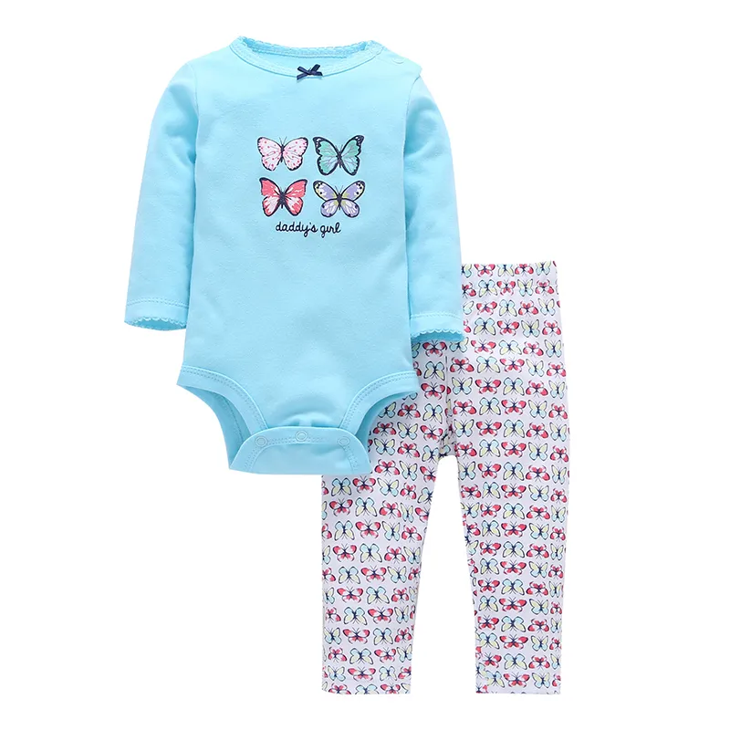 2 pieces infant baby girl clothes brand newborn outfits butterfly long sleeve bodysuit+pants spring autumn clothing set