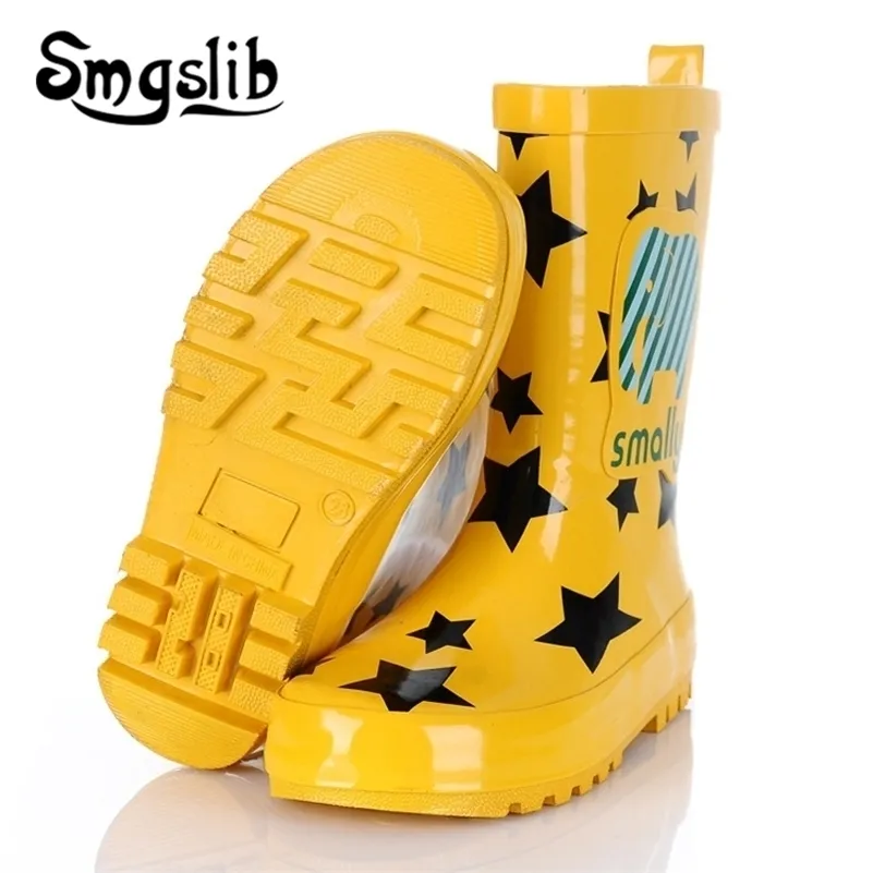 Çocuk Yağmur Çizmeleri Erkek Kız Jöle Ayakkabı Çizmeler 2019 Moda Çocuklar Kauçuk Rainboots Renkli Boot Karikatür Baskı Toddler LJ201027