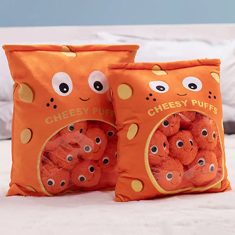 6pcs 9pcs a bag of cheesy puffs toy stuffed soft snack pillow plush puff toy kids toys birthday christmas gift for child7134200