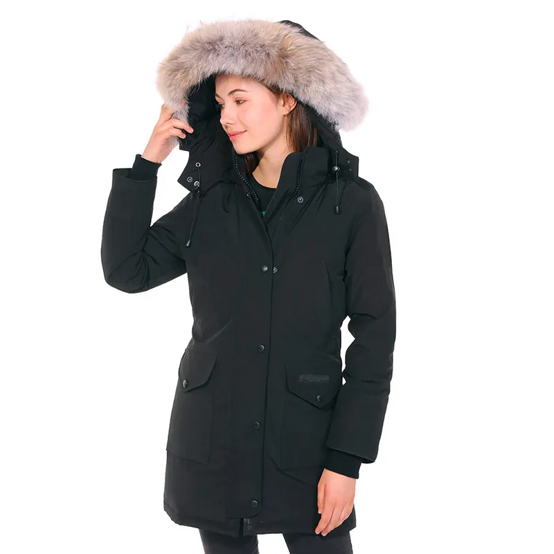 Winter Canada Women Parka Thick Warm Fur Removable Hooded Down Jacket Women's Slim Coat High Quality Doudoune 783