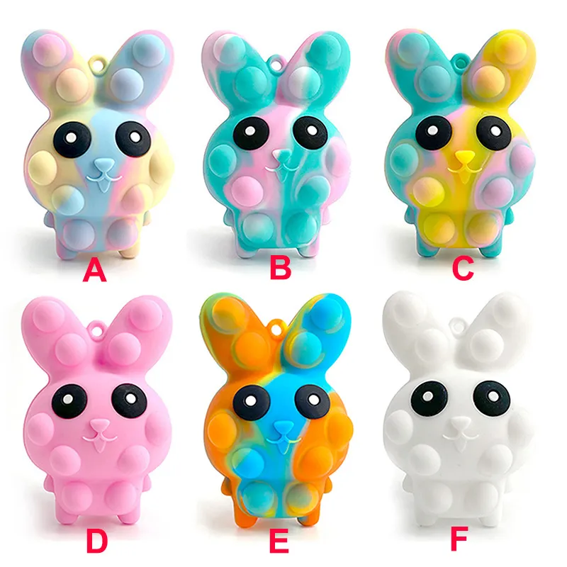 Fidget brinquedos coelho empurrar bolha aliviar estresse espremo antistress Páscoa coelhinho presente para menino menina crianças adultos descompression silicone