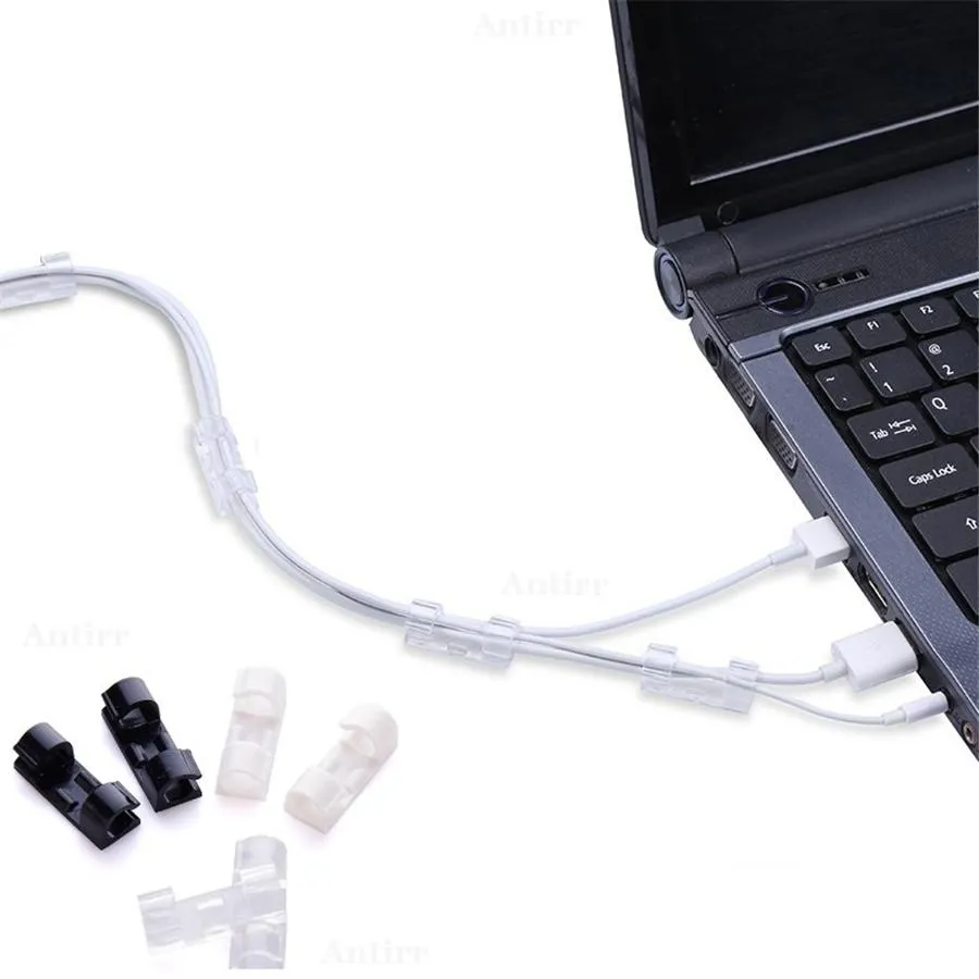 Cable Organizer Clips Cable Management Desktop & Workstation ABS Wire Manager Cord Holder USB Charging Data Line Bobbin Winder