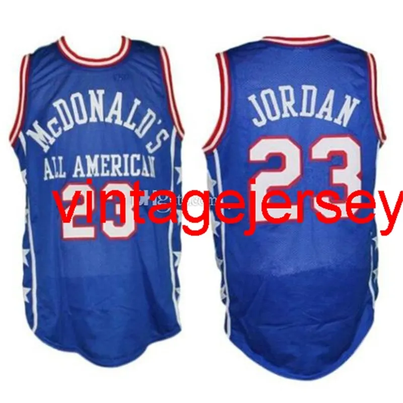 McDonalds All American 23 Michael MJ Blue Retro Basketball Jersey