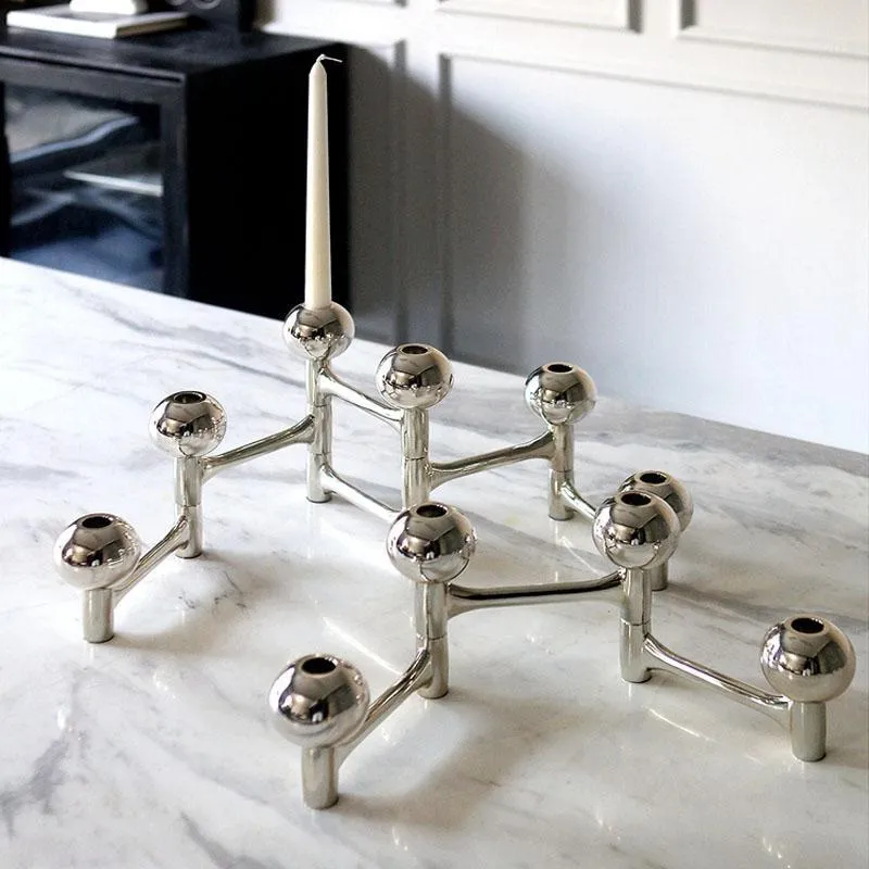 Titulares de vela luxo metal de prata ajustável suporte para casa sala de estar romântico jantar mesa de café designer decoração macia