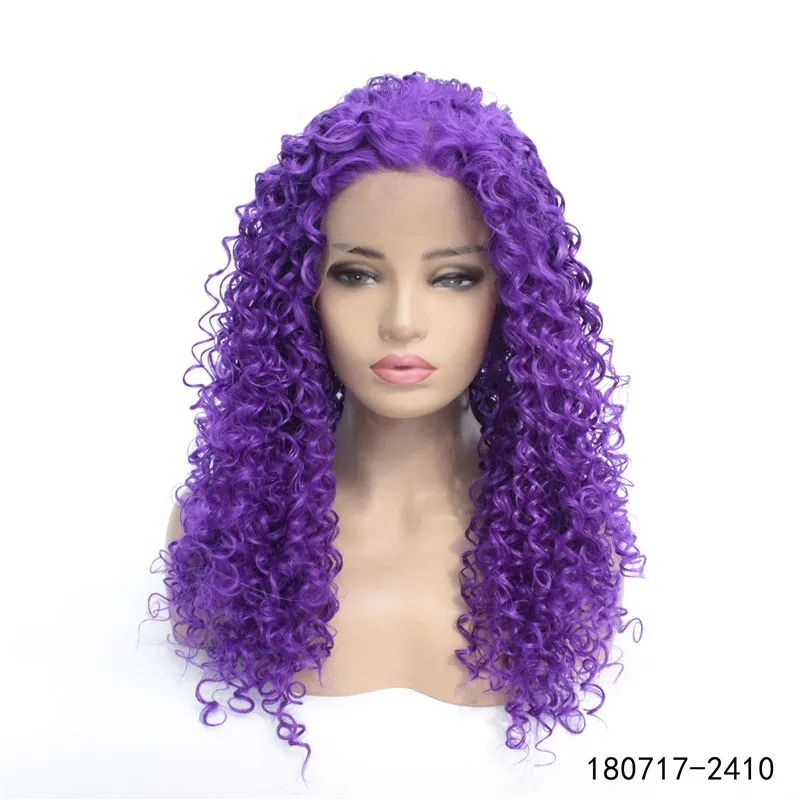 Afro Kinky Curly Synthetic Lacefront Symulacja Symulacja Ludzkich Włosów Koronki Przodu 14 ~ 26 cali Pelucas 180717-2410