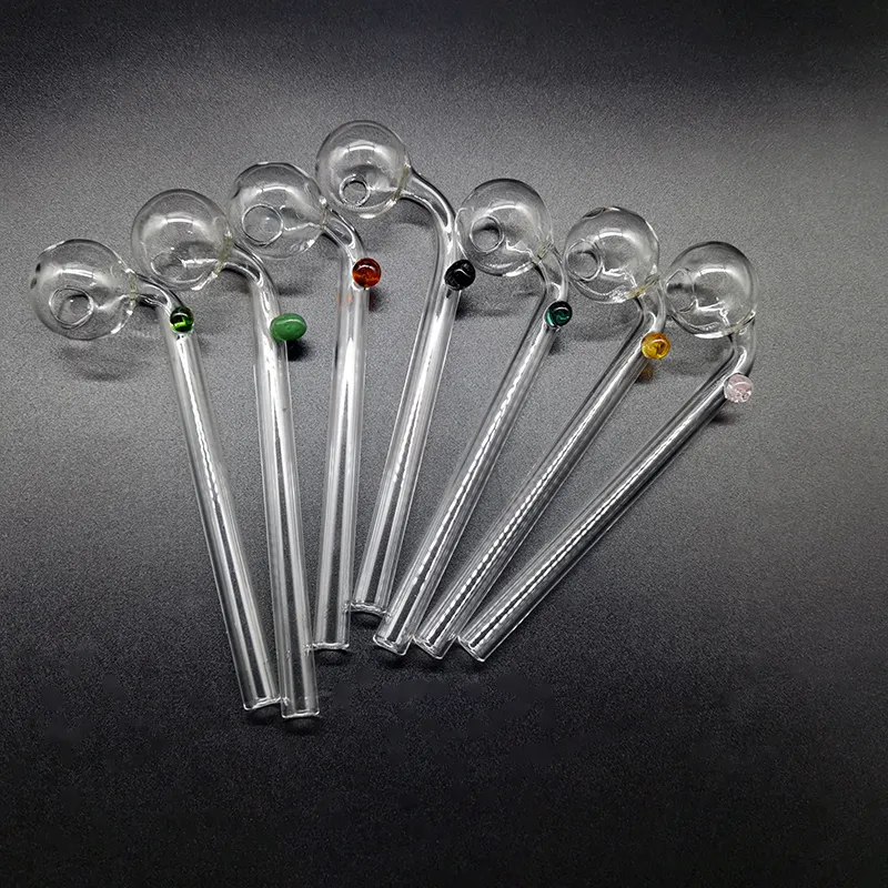 Pyrex rökning rör glas oljebrännare Färgrik QBsomk Handcraft handrör 4 tum Steamroller filter Hookah hållare för tobak torr ört Dab Rig slitstarkt grossist