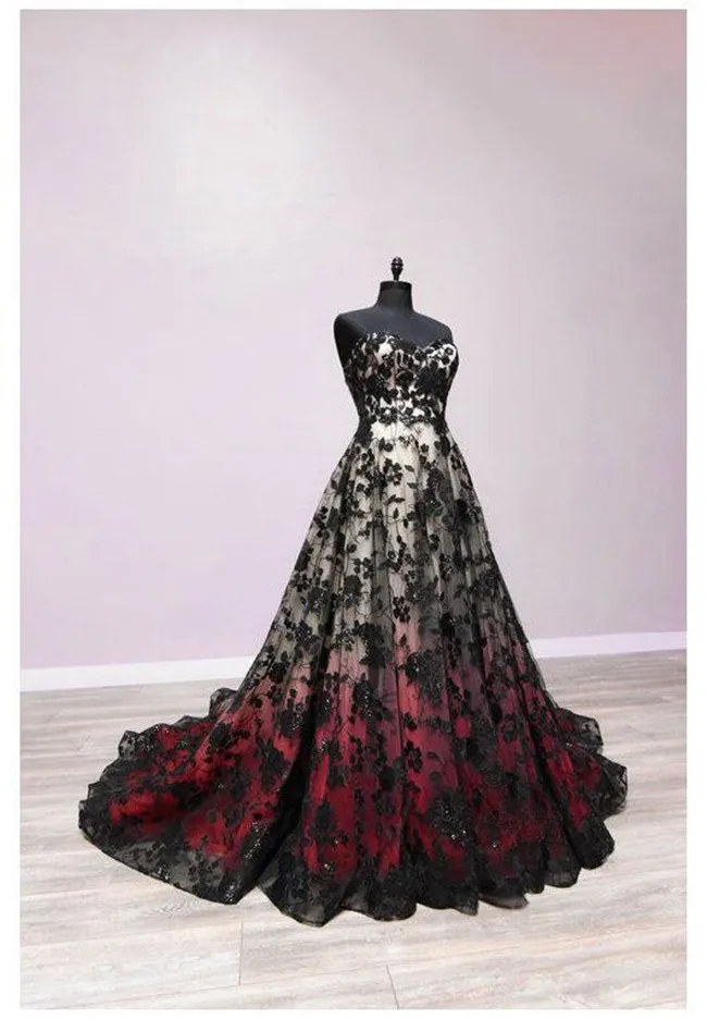 Black and red deals gown design