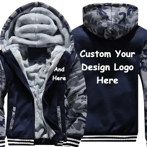 US Size Custom Mens Hoodies Print Design Personaliseer Made Winter Fleece Thicken Camouflage Coat Sweatshirts Hoge Kwaliteit C1117