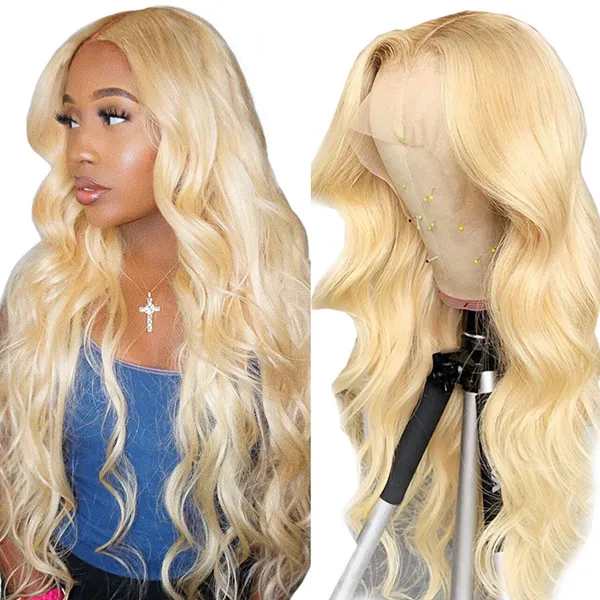 Ishow 13 * 1 Transparent spetsfront peruk brasiliansk kroppsvåg Blond färg 613 Mänskliga hår peruiska Peruvian Straight for Women Alla åldrar 8-26inch