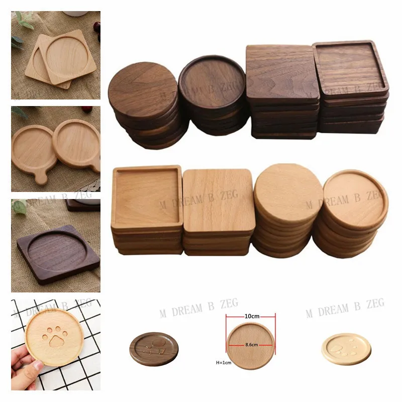 15 stijlen houten onderzetters zwarte walnoot beuken koffie thee kopjes houten kopje mat bowl pad theepot drinken onderzetters thuisbar gereedschap