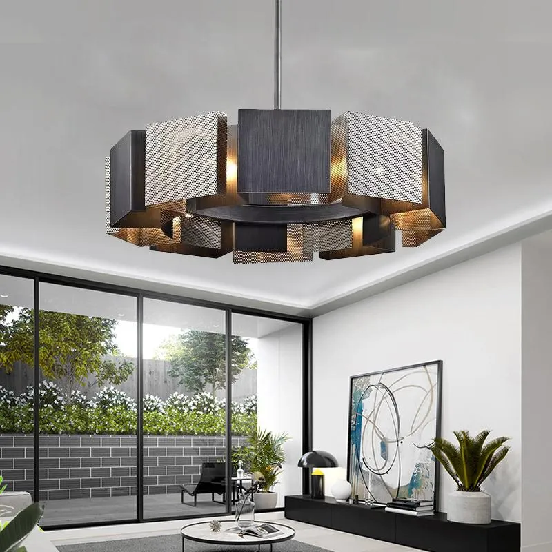 Moderne kunst led kroonluchter lichten ontwerp eenvoudige slaapkamer woonkamer kroonluchter verlichting zwarte metalen creatieve hanglampen