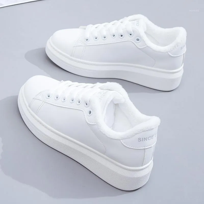 Kleine Witte Schoenen Dames 2020 Winter Nieuwe Soled Casual Plus Fluwelen Schoenen Zapatos De Mujer Boots1 Van 59,13 | DHgate