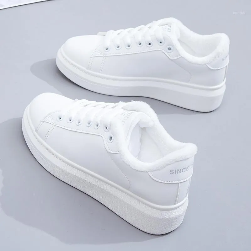 Kleine witte schoenen Dames 2020 Winter Nieuwe Thick Soled Casual Plus Fluwelen Warme Schoenen Zapatos de Mujer Winter Boots1