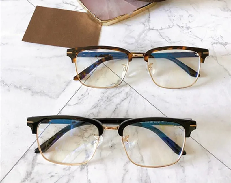 Unisex Eyeglass Frames: Square Half Rim Metal Eyeglasses