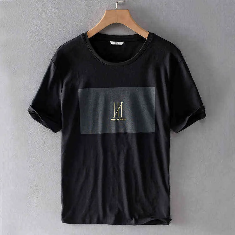 Verão Novo Estilo Itália Linho T Shirt Homens Marca Preto T-shirt Para Homens Casual Moda Camisetas Masculino Loose Tshirt Mens Camisetas G1229