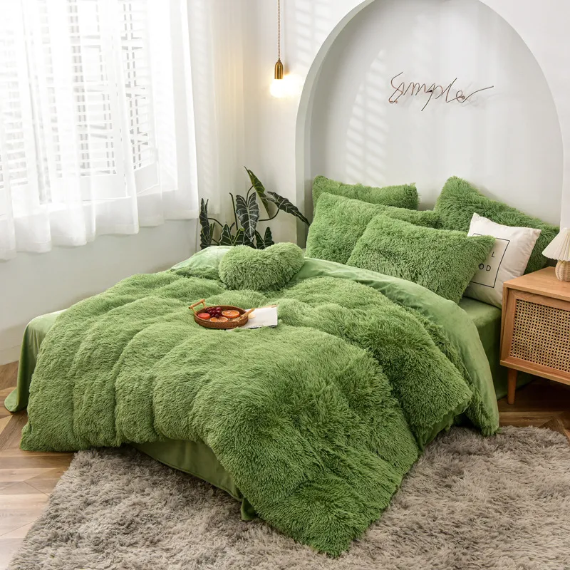 Nya sammet sängkläder uppsättningar mink fyra styck set plysch kristall korall velvet quilt cover ark kudde fodral conestriers täcke sängkläder