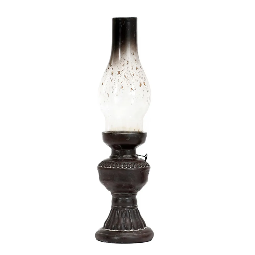 Retro Vintage Kerosine Lamp Candlestick Hars Ambachten Ornamenten Creatieve Huishoudelijke Woonkamer Tafelblad Kaars Houder Decoraties Y200109
