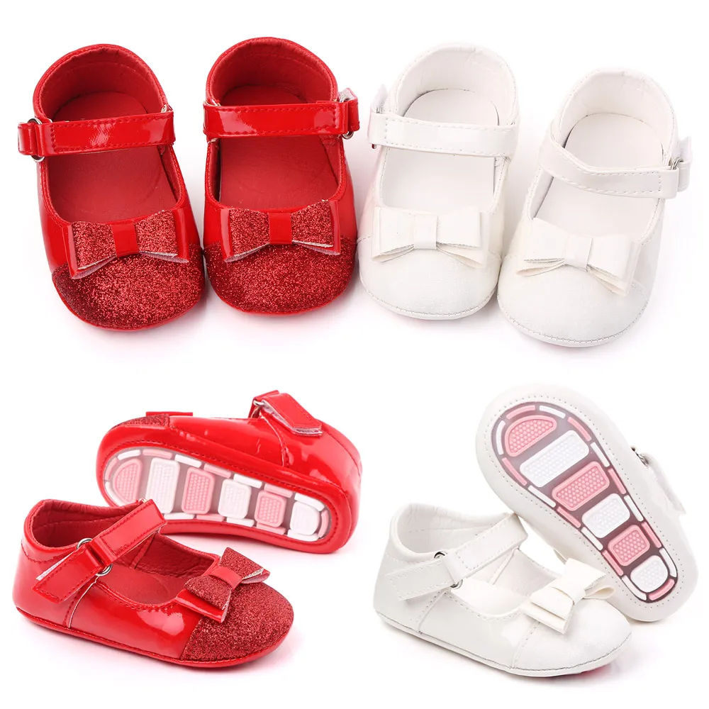 Children Kids Girls Bowknot Shoes First Walkers Bebes Zapatos Ninas Newborn Baby Toddlers PU leather Non-slip Crib Shoes