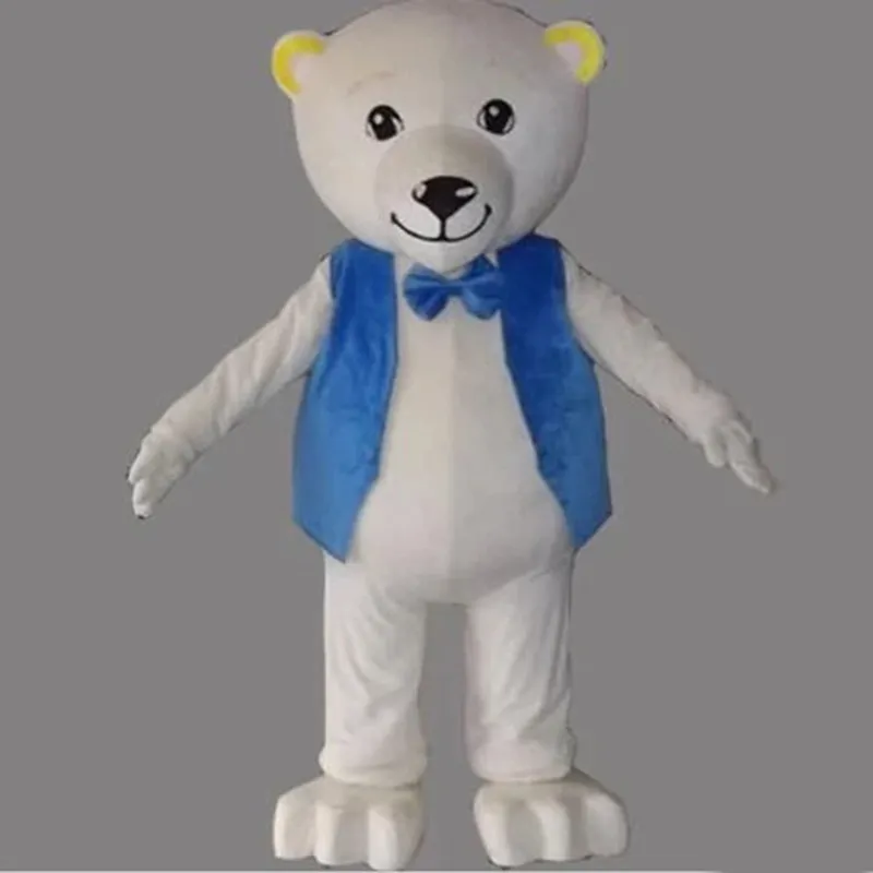 Halloween Blue Vest Bear Mascot Costume Top Quality Cartoon Character Outfits Adults Size Christmas Carnival Birthday Party Outdoor Outfit