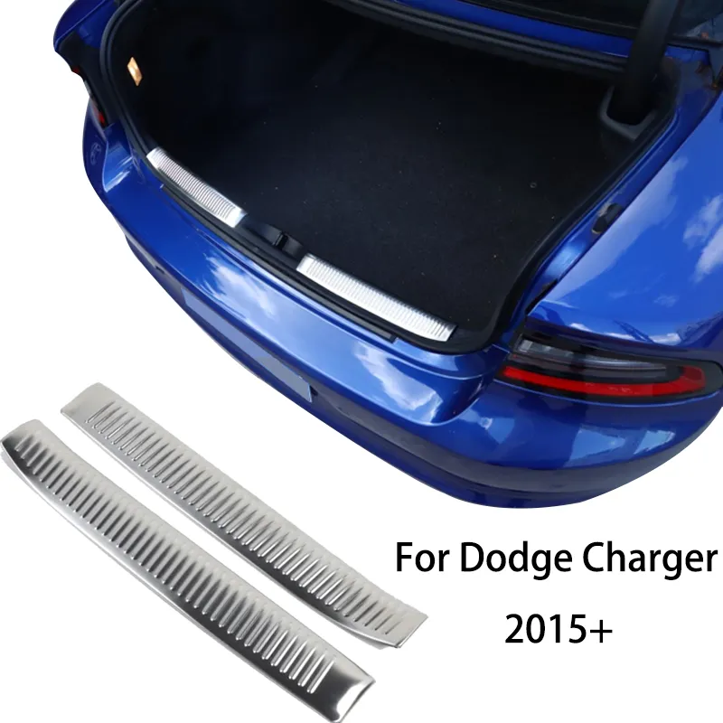 Garde de seuil intérieur de hayon de voiture en acier inoxydable pour Dodge Charger 2015 UP accessoires intérieurs automatiques argent
