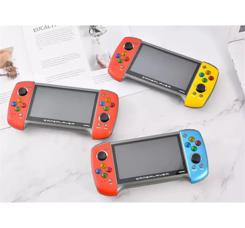 8GB 5.1INCH X19 plus bärbar retro videospelare 2000MAH 64Bit Double Rockers Kids Handheld Games Console