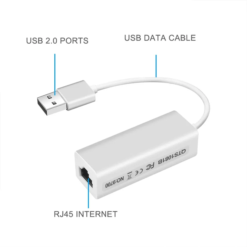Adaptateur Ethernet rapide USB 2.0 haute vitesse (blanc)