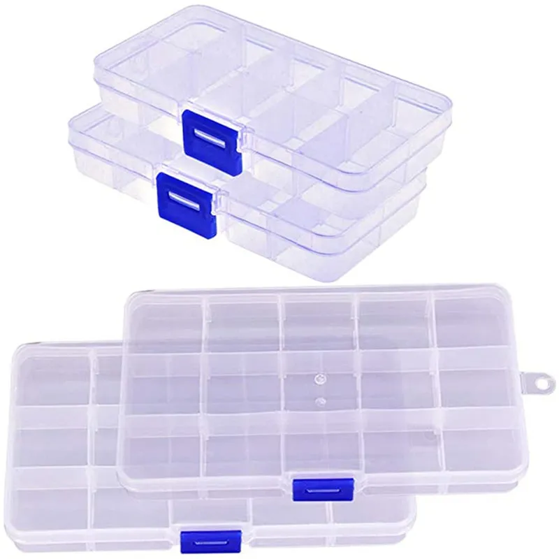 Organisateur de bijoux 15 grilles Transparent en plastique perles organisateurs boucles d'oreilles anneaux conteneurs de stockage vitrine boîte de rangement