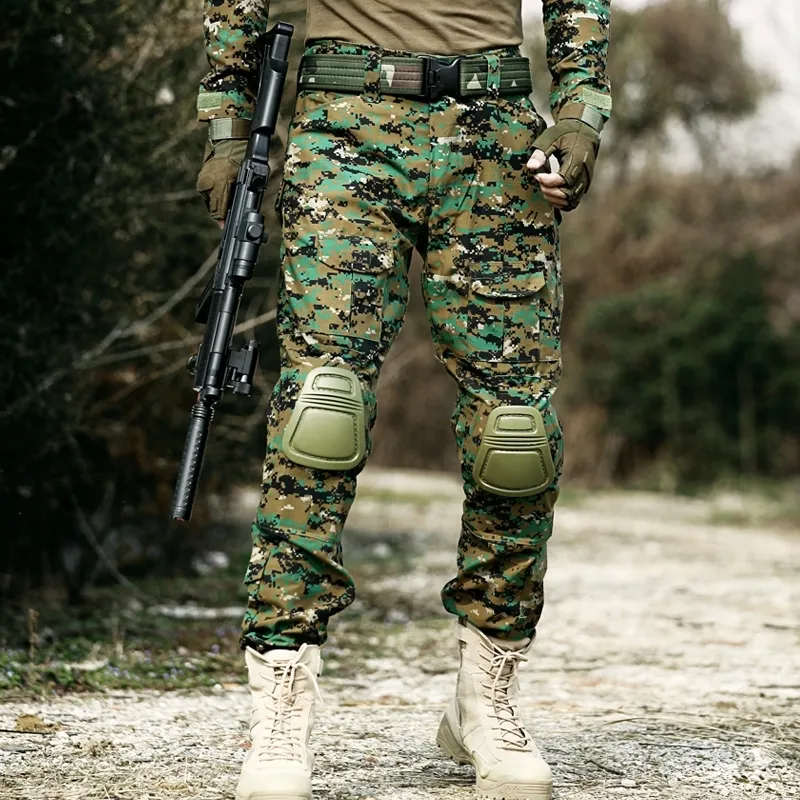 Pantalones tácticos con rodillera para hombre, ropa militar para