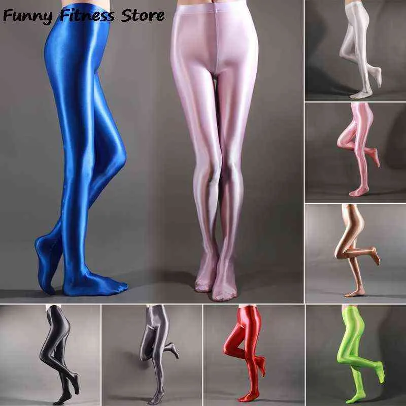 Sexy Women's Stretch Satin Shiny Gloss Opaque Leggings Dance Long Pants  Trousers