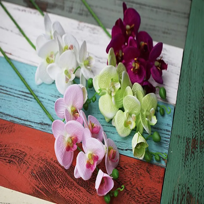 1 Bündel (6 Köpfe) künstlicher Schmetterlings-Orchideenstrauß für Heimdekoration, Hochzeit, dekorative Blumen, Weihnachtsgeschenke, 10 Farben