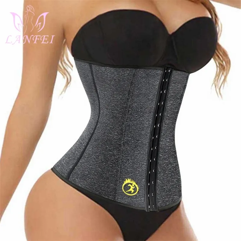 Lanfei S-6XL Body Shapers Corset Waist Trainer Slimming Belt för kvinnor Neopren Viktminskning Svett Gym Fitness träning Underkläder 201222