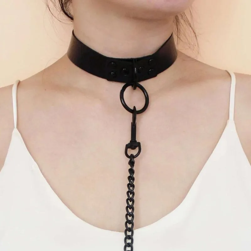 Chokers Kiryklekle Seksowny Punk Choker Collar Skórzany Bondage Cosplay Goth Jewelry Kobiety Gothic Naszyjnik Harajuku Akcesoria