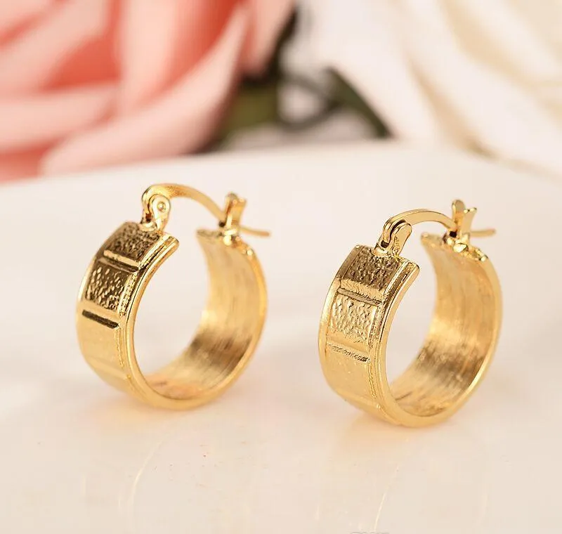 Boucles d'oreilles en gros pour filles africaines/ghana, cerceau pour hommes, bijoux en or massif, éthiopien/érythrée/nigeria/kenya, boucles d'oreilles Gf pour femmes, qcwx