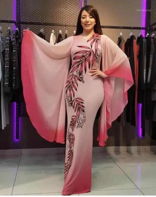 Kadınlar için Yeni Afrika Elbiseler Dashiki Baskı Afrika Giysileri Bazin Riche Seksi Ince Fırfır Kol Uzun Afrika Maxi Elbise Kadın1