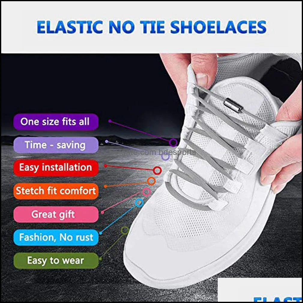 Metal Lock Elastic No Tie Shoelace Capsule Semicircle Buckle Quick Safety Shoe String For Kids and Adult Shoes Lazy Shoe Laces