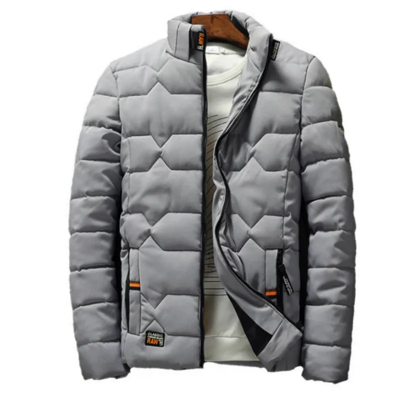 Kış erkek Rahat Sıcak Parkas Kalın Comfy Fermuar Ceket Katı Rüzgar Geçirmez Standı Yaka Boy Adam İnce Giyim 4XL 201119