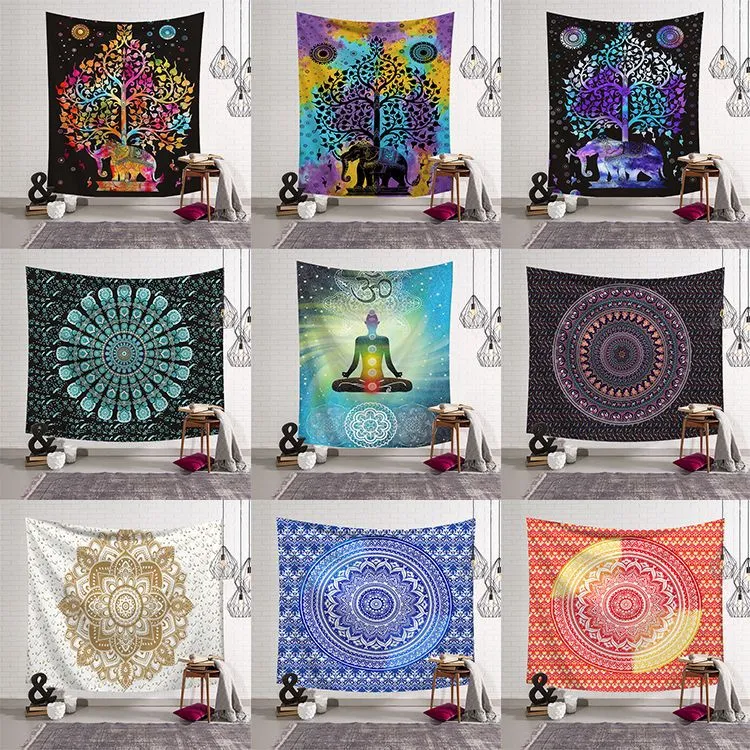 14 estilos bohemian mandala tapiz playa toalla chal esteras de yoga estampado de poliéster toalla de baño decoración del hogar almohadillas al aire libre