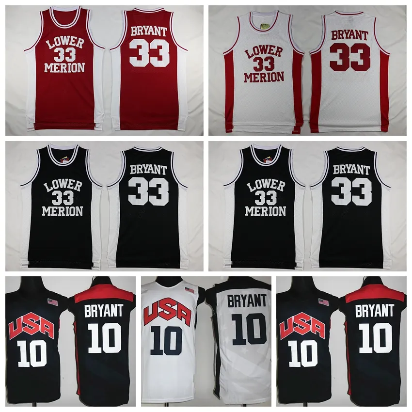 Lower Merion College 33 Bryant Jersey Men Red Black White Blue Hightower High School Bryant Basketball For Sport Fans Breathable Excellent Quality