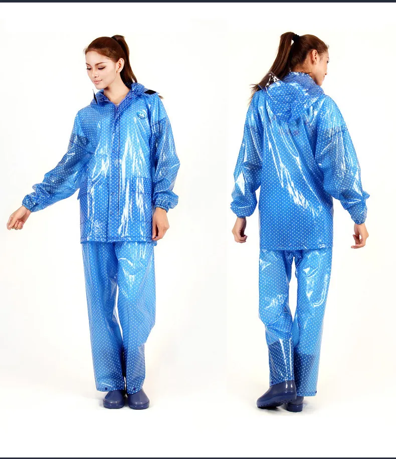 Waterproof Transparent poncho raincoat and Pants Set for Men
