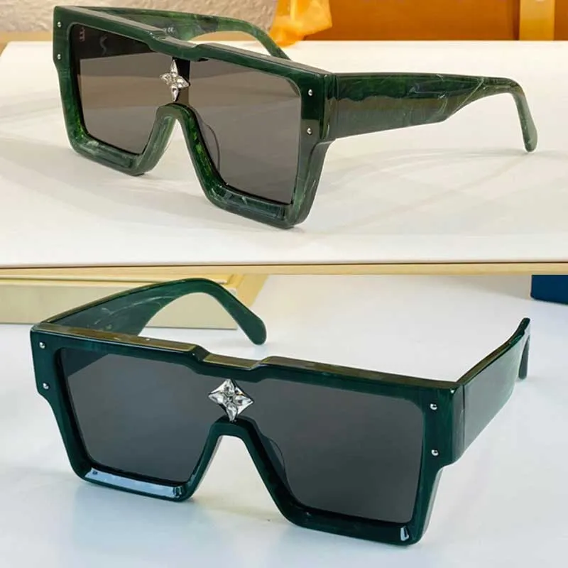 TOP Mens sunglasses Z1552W classic Green angular frame simple fashion shopping crystal decorative lens designer trendy brand glasses With silver logo letters