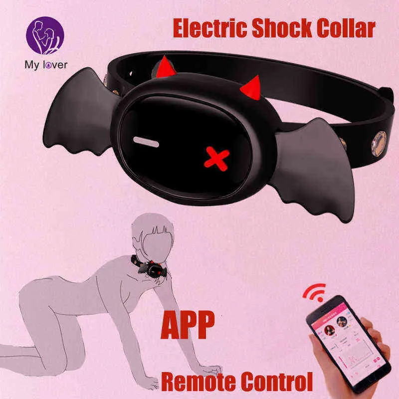 NXY SM Sex Adult Toy Qiui Little Devil Collar App Remote Control Restraint Bdsm Neck Electric Shock Collars Game Toys for Women Men Couples1220