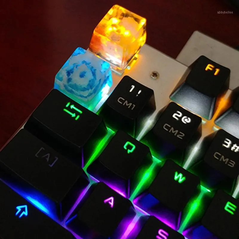 Keyboards Pandora Planet Resin Backlight Keycap For Cherry Mx Switch Mechanical Keyboard Handmade Fuji Mount Sky Luminous Cap DIY Keyboard1