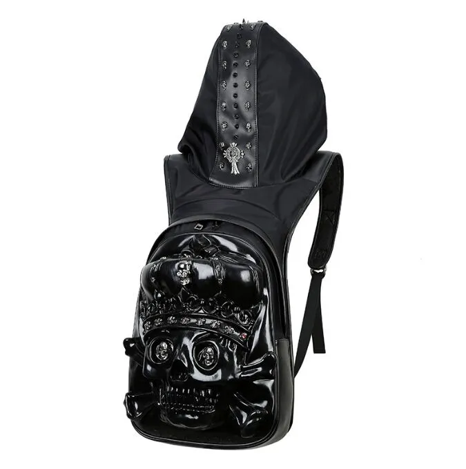 3d black wolf sales pu leather backpack