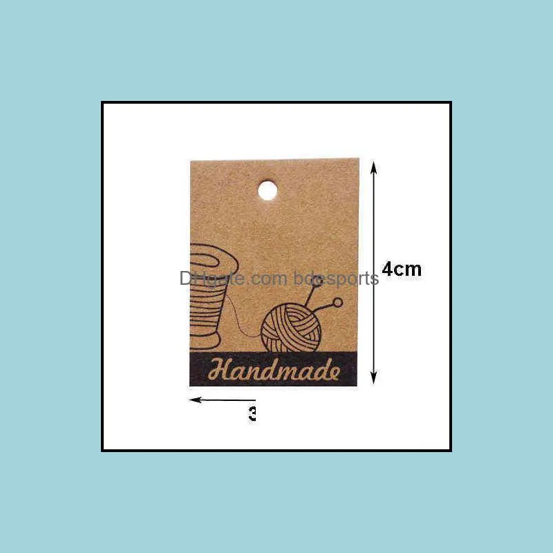 100pcs 3x4cm Vintage Kraft Paper Gift Tags Ball of Yarn Handmade Mini Kraft Paper Cards Hang Tag Gift Tag DIY Paper Labels Y1230