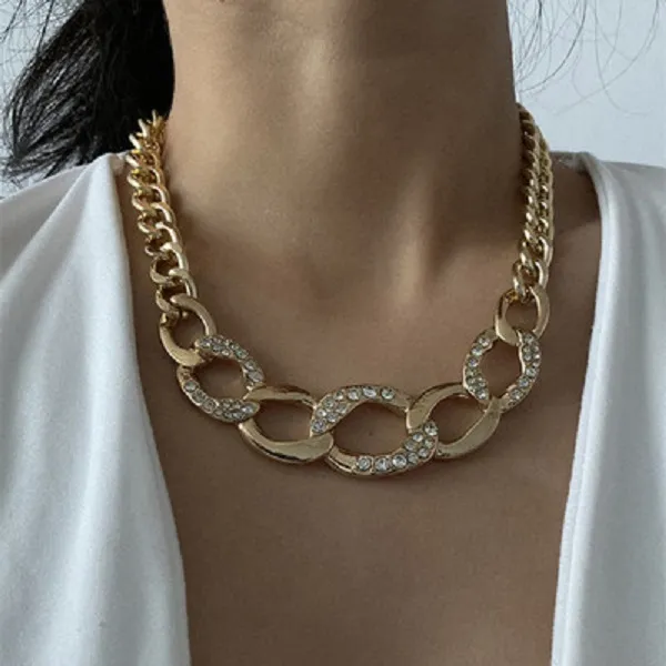 Vintage Rhinestone Diamond Chain Choker Necklace For Women Exaggerated Big  Golden Links, Sparkling Statement Hip Hop Gold Jewelry For Women From  Shuiyan168, $10.39