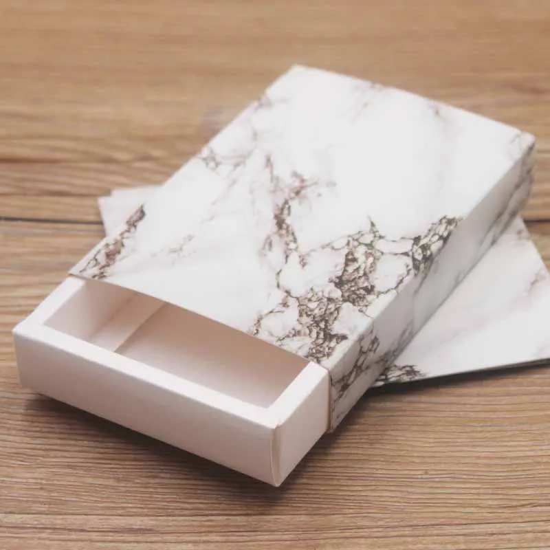 11.5X8X2.0cm Marble Small Box Gift Packaging Festival Wedding Banquet Pull Out Jewelry Packaging Storage Box Candy Box Custom Logo