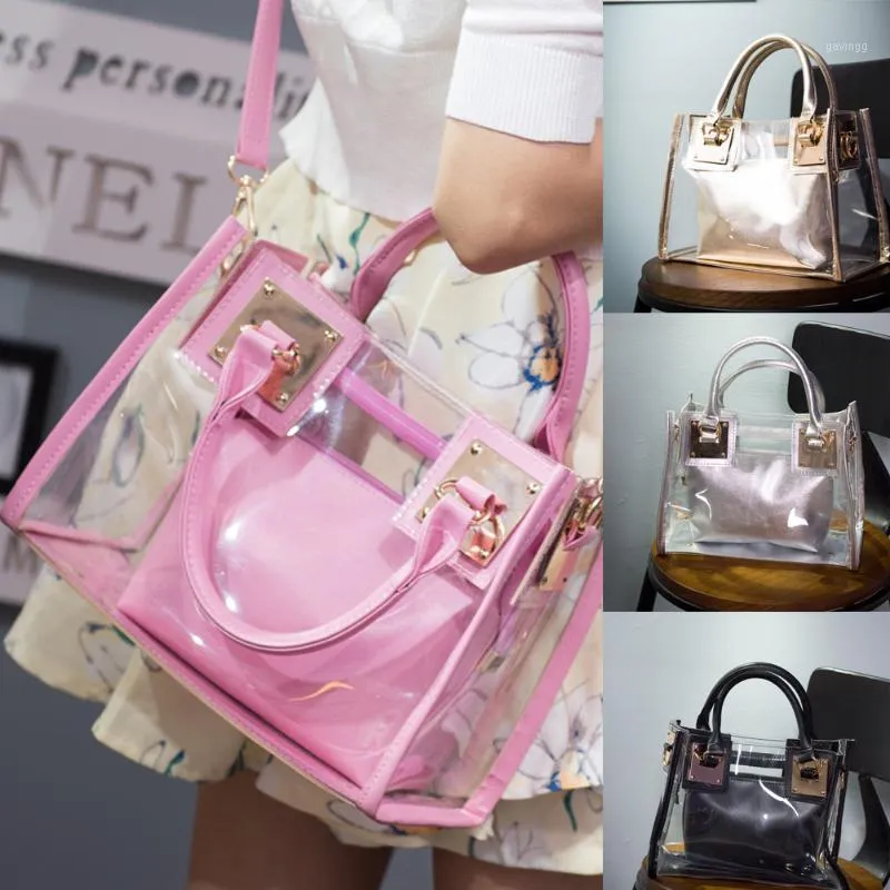 cyclamen9 Beach Bag Clear Tote Bag See Through Messenger Bag Transparent Shoulder for Beach Travel Pink 1