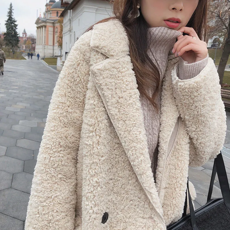 Korean Sheep Wool Sherpa Loose Fit Coat