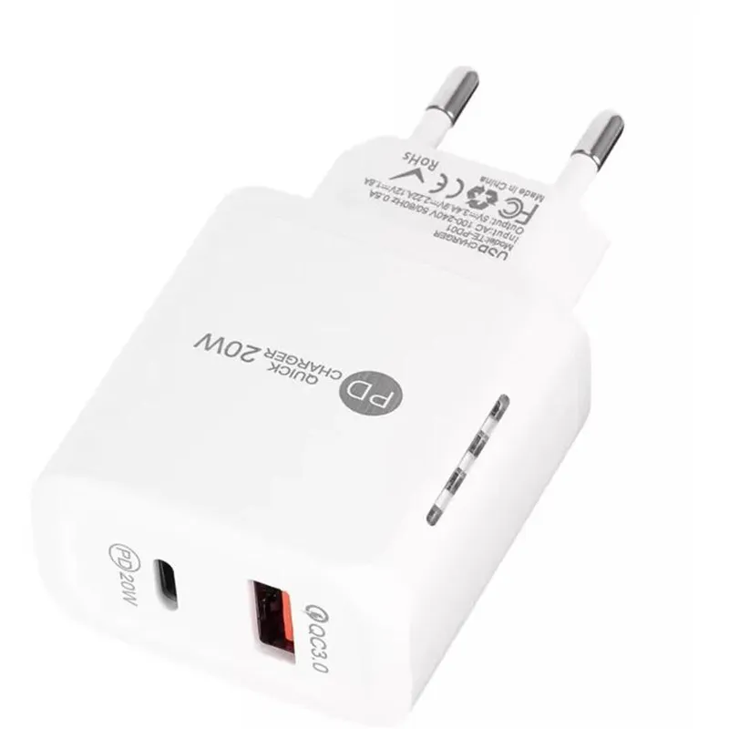 Novas chegadas UE US QC3.0 20W tipo c carregador de parede portátil carregador rápido para iphone 13 12 11 pro max pd01 com caixa de varejo